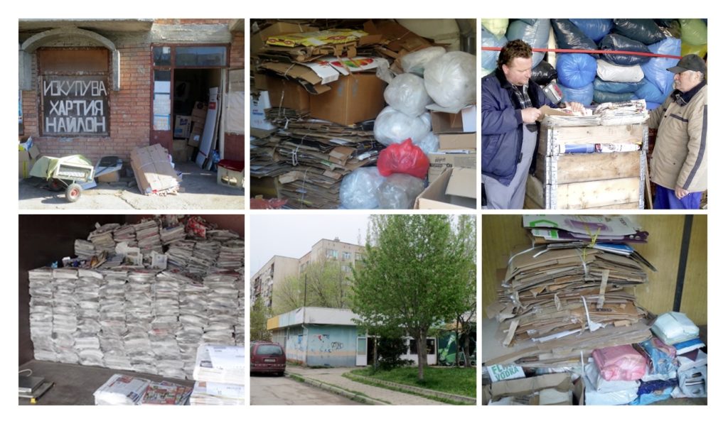 Figure 9. Collection shops for paper and other recyclables in Eastern Germany3,4 (top) and in Bulgaria5 (centre and bottom)